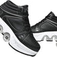 Double-Row Deform Wheel Automatic Walking Shoes Invisible Deformation Roller Skate 2 in 1 Removable Pulley Skates Skating Parkour