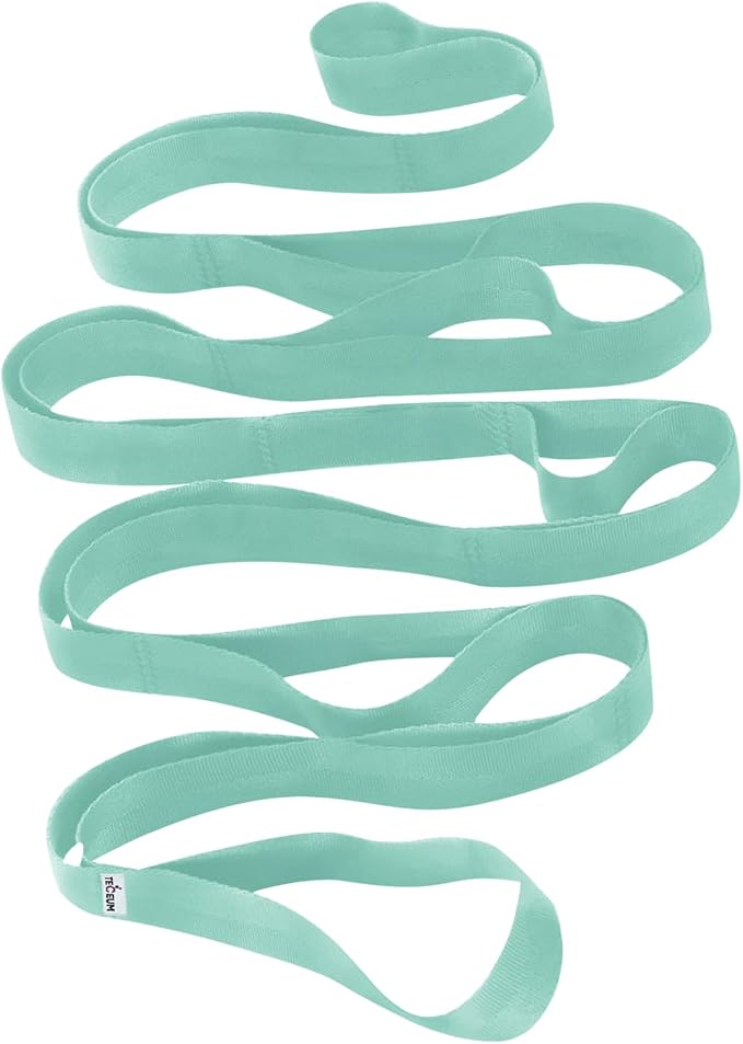 TECEUM Stretching Strap for Yoga & Physical Therapy – 10 Loops – Non-Elastic Leg Stretch Straps for Stretching, Exercising, Pilates, Post-Injury Rehabilitation for All Levels – Men & Women