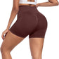 CHRLEISURE Women's 4 Packs Workout Gym Shorts, High Waisted Butt Lifting Scrunch Butt Seamless Booty Shorts