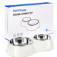 Elevated Dog Bowls Set - Non-Slip Raised Pet Feeder with Medium (10 oz) & Large (20 oz) Stainless Steel Bowls - Includes Durable Resin Stand for Puppies, Adult Dogs & Cats - White