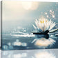 Bathroom Lotus Wall Art Floral Pictures Zen Meditation Wall Decor Yoga Spa Spiritual Canvas Print Painting Artwork for Bathroom Restroom Living Room Bedroom 16"x20"