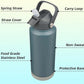 Insulated Water Bottle with Straw Lid,32 oz Stainless Steel Vacuum Metal Bottle with Silicone Handle,Dark Gray