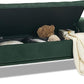 58.1'' Storage Bench Upholstered Velvet End of Bedroom Bed Bench Ottoman with Tufted Cushioned Rolled Arm Large Storage Space for Reading Living Room Entryway,Dark Green