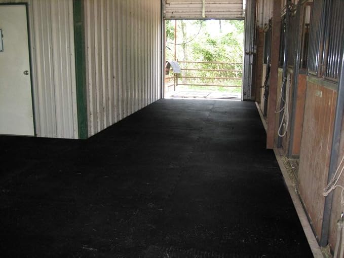 American Floor Mats - Horse/Stable Mats - Heavy Duty Stall Mats - Thick, Durable Rubber Flooring Solid Black 1/2" Thick – 4' x 50' Roll