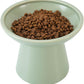 Extra Wide Elevated Ceramic Cat Food Bowl - 6.2" Shallow Dish for Whisker Fatigue Relief, 5" Height for Easy Feeding, Lead & Cadmium Free, Durable Raised Cat Food Bowls, Sage Green