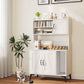 PETSITE Cat Litter Box Enclosure with Storage Shelf, 52 Inches Tall Modern Wooden Hidden Litter Box Furniture with Storage Shelving, Ideal for Indoor Cats (White)