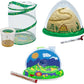 Insect Lore Bug Camp Bundle | Butterfly Kit with 1 Cup Live Caterpillars | Ladybug Land with 1 Tube Live Larvae | Ant Mountain with 1 Tube Live Western Harvester Ants | Life Cycle Figurines & More