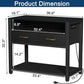 40-50 Gallon Fish Tank Stand with Power Outlet & 2 Storage Drawers, Heavy Duty Metal Frame Aquarium Stand with Waterproof Mat, 36.6" L*19.1" W Tabletop, 800LBS Capacity, Black