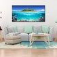 Tropical Island Coral Reef Landscape Canvas Wall Art for Living Room,Unique View Split Waterline Scenery,Beautiful Nature Summer Travel Scenic Picture Print Artwork Painting Decor,Inner Frame 30x60