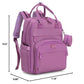 BabbleRoo Diaper Bag Backpack - Baby Essentials Travel Tote - Multi Function Waterproof Diaper Bag, Travel Essentials Baby Bag with Changing Pad, Stroller Straps & Pacifier Case - Unisex, Purple
