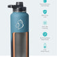 BUZIO 40 oz Water Bottle Insulated with Straw & 3 lid and Carrying Pouch, Leak Proof Anti-Slip Stainless Steel Water Flask Jug, Cold for 48 Hrs Double Vacuum Thermo Canteen, BPA-Free, Indigo Crush