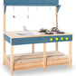 Mud Kitchen Playset for, Outdoor Wooden Toy Play Kitchen Set for Boys and Girls, Kitchen Accessories and Garden Sink with Faucet, Blackboard, Cookware Pot (Blue1)