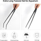 Aquarium Tweezers Extra Long 15 inches Feed Tong Clamps - FEITA Straight and Curved Stainless Steel 38cm Tweezers Set for Fish Tank Plants Aquascape Tools & Reptile Feeding Tongs - Black 2Pcs