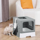 Enclosed Cat Litter Box, Large Litter Box for Big Cats, Covered Kitty Litter Boxes with Lid, Top Entry Cat Box Enclosure with Scoop, Odor Control, Easy to Clean(Grey)