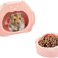 Bear-Shaped Hamster Hideout & Food Bowl Set - Ceramic Habitat for Syrian Dwarf Hamsters, Mice, Gerbils - All-Season Use, Chew-Proof Ceramic House and Feeding Dish for Small Pets(Pink)