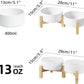 Ceramic Raised Double Bowls Set with Stand, 2 Heights Elevated, Food & Water Bowls for Small Breed Dogs, Cats, Kitty, Weighted Dog Dishes, Pet Bowls(5.1'',13.5oz, White)