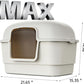 Cat Litter Box with Litter Mat and Scoop,High Wall Enclosed Cat Litter Boxes for Anti-Leakage, Covered Kitty Litter Box with Handle and Buckles for Portability and Privacy, Odor Control (White)