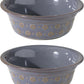 Ceramic 7.1inch Set of 2 Dog Bowls for Medium and Large Dog, 2pcs Basic Food and Water Dishes for Replacement, Wide Opening Rounded Edge (2 Bowls, Reactived Glaze -Grey)