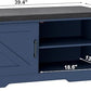 2-Tier Storage Bench, Shoe Bench with Padded Seat Cushion, Entryway Bench with 2 Barn Doors, Adjustable Shelf, 13.8" D x 39.4" W x 17.7" H, for Entryway, Living Room, Bedroom, Blue