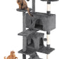 FDW Cat Tree 54in Cat Tower Multi-Level Durable Cat Scratching Post & Cozy Fun Cat Jumping Platform Space Saving Cat Condo Pet Play House for Indoor Cats,Light Gray
