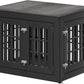 32" Heavy Duty Dog Crate Furniture for Small,Medium and Large Dogs,Rustic Wooden Dog Cage Kennel Indoor Furniture with Waterproof Top,Decorative Pet House Side End Table (Black & Grey)