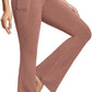 baleaf Women's V Crossover Flare Leggings with Pockets Yoga Pants High Waist Casual Workout Gym Bell Bottom Leggings