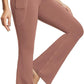 baleaf Women's V Crossover Flare Leggings with Pockets Yoga Pants High Waist Casual Workout Gym Bell Bottom Leggings