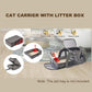 Cat Travel Litter Box, Portable Collapsible Litter Box with Lid, Small Pet Litter Box Leak Proof Litter Carrier for Cat (Rectangular)