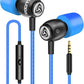 LUDOS Clamor Wired Earbuds in-Ear Headphones, 5 Years Warranty, Earphones with Microphone, Noise Isolating Ear Buds, Memory Foam for iPhone, Samsung, School Students, Kids, Women, Small Ears - Blue