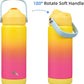 Insulated Water Bottle with Straw Lid,18 oz Stainless Steel Vacuum Metal Bottle with Silicone Handle,Rainbow