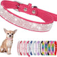 Rhinestone Dog Collar for Small Dogs, Bling Diamond Fancy Crystal Glitter Pretty Jewel Pet Puppy Collars for XXS XS Small Medium Large Breed Girl Dogs Female Cats Kitten, Hot Pink L