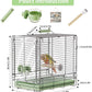 Bird Carrier Travel Cage - 304 Stainless Steel Portable Folding Bird Travel Cage with Parrot Feeder Cups & Standing Perch for Smaller Birds Conures Lovebird Cockatiel Parakeets (Green)