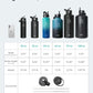 BUZIO 64oz Insulated Water Bottle Stainless Steel Double Wall Leak Proof Half Gallon with Straw Lid and Flex Cap (Cold for 48 Hrs) Sports Flask Metal Travel Mug for Hiking, Camping, Purple Green