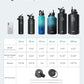 BUZIO 1 Gallon Water Bottle, 128oz Insulated Water Jug Double Walled Vacuum Stainless Steel Travel Flask (Cold for 48 Hrs), Leak Proof BPA-Free Large Canteen with Straw Lid, Black White