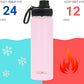 DRINCO Stainless Steel Water Bottle Spout Lid Vacuum Insulated Double Wall Water Bottle Wide Mouth (40oz 32oz 22oz 18oz 14oz) Leak Proof Keeps Cold or Hot (22 oz, 22oz Flamingo Pink)