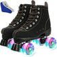 Roller Skates for Women and Men Cowhide High-Top Shoes Classic Double-Row Roller Skate Four-Wheel Roller Skates for Men Girls Unisex Christmas