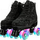 Roller Skates for Women and Men Cowhide High-Top Shoes Classic Double-Row Roller Skate Four-Wheel Roller Skates for Men Girls Unisex Christmas