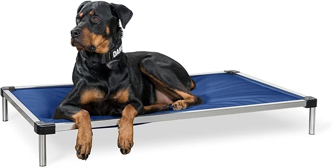 K9 Ballistics Chew Proof Armored Padded Dog Crate Bed, Virtually Indestructible, Legs Included (Blue Quartz, Large (41" L x 27" W x 5" H))