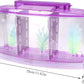 LIZEALUCKY Betta Fish Tank, Adjustable LED Light Acrylic Aquarium with Water Change Valve, Small Fish Tank Starter Kit for Office Home Room Decor (Purple)