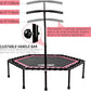 ONETWOFIT 48" Silent Mini Trampoline with Adjustable Handle Bar Fitness Trampoline Bungee Rebounder Jumping Cardio Trainer Workout for Adults