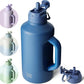 BOTTLE BOTTLE Insulated Water Bottle 64 oz with Straw and Dual-use Lid Stainless Steel Water Bottle for Men with Handle Vacuum Insulated jug for Workout Gym Soccer and Sports blue
