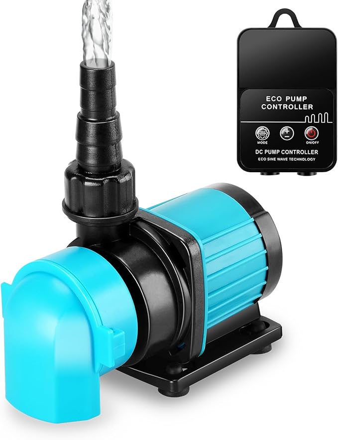 400GPH Aquarium Return pump with LCD display controller, 15W DC 24V aquarium pump for saltwater freshwater aquarium,fish tank,sump,20 speeds ECO Quiet Submersible and inline pump