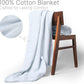 100% Cotton Herringbone Weave Blankets, 108"X90" King,Throw Blanket for Bed,All Season Cotton Blanket, Cozy Blanket,Throws Bed Blanket, Throw Blanket for Couch,Modern Home Decor -Light Blue