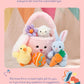 7 Piece Plush Stuffed Animals Playset Toys with Rabbit, Chick, Lamb, Carrot, Egg, Flower, Furry Bag, Soft Basket Set Toys for Girls Kids Ages 3+, Birthday Christmas Valentines Easter Party Favors