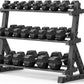 PAPABABE Hex Dumbbell Set with Rack, Rubber Encased Free Weight with Weight Storage Racks, Multiple Weight Options for Home Gym and Fitness