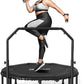 BCAN 40"/48" Foldable Mini Trampoline with Resistance Band, 450 LBS Adult Fitness Trampoline with Bungees, U Shape Adjustable Foam Handle, Stable & Quiet Indoor/Garden