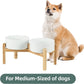 Ceramic Raised Double Bowls Set with Stand, Food & Water Bowls for Medium Breed Dogs, Weighted Dog Dishes, Pet Bowl(7.3'',41OZ, White)