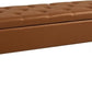 Leather Storage Ottoman Bench,End of Bed Bench for Living Room Bedroom Dinning Room Entryway,Mid-Century Modern,Faux Leather,with Steel Legs,Safety Hinges, Loads 660 lb (with Button, Brown)