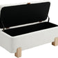 Kmax 45" Storage Bench Faux Fur Entryway Bench Upholstered Ottoman Bench with Wavy Top & Safty Hinge for Bedroom Living Room Hallway, White