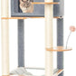 Ascentials - Grand Suite Cat Scratcher Playground - Tall Cat Tower Playground Structure, Sisal Scratching Areas, Grey Felt, Bamboo Veneer w/Linen & Velvet Surface Areas